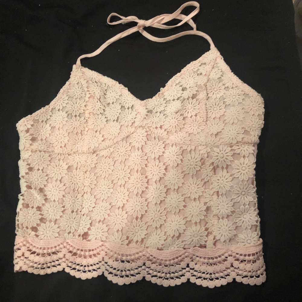 Cute little pink lacey crop top